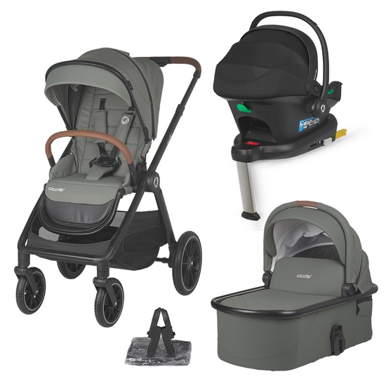 Sistem modular 4in1 Coccolle Aspen Moss Green cu Scoica auto iSize Coccolle Knox Black si Baza isofix iSize Coccolle Knox