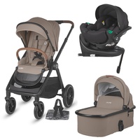Carucior modular 4in1 Coccolle Aspen Sand Beige cu Scoica auto iSize Coccolle Rilax Black si Baza isofix iSize Coccolle Rilax