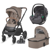 Carucior modular 3in1 Coccolle Aspen Sand Beige cu Scoica auto iSize Coccolle Rilax Greystone