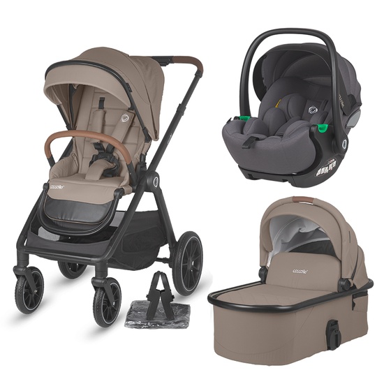 Carucior modular 3in1 Coccolle Aspen Sand Beige cu Scoica auto iSize Coccolle Rilax Greystone