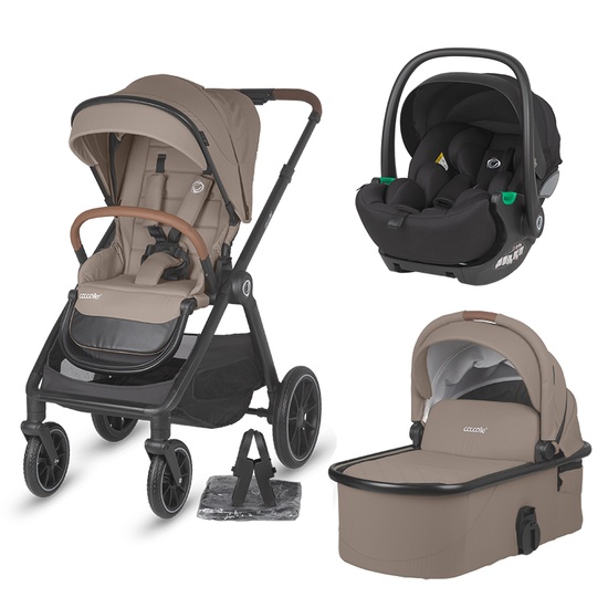 Carucior modular 3in1 Coccolle Aspen Sand Beige cu Scoica auto iSize Coccolle Rilax Black