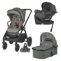 Carucior modular 4in1 Coccolle Aspen Moss Green cu Scoica auto iSize Coccolle Rilax Greystone si Baza isofix iSize Coccolle Rilax