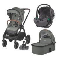 Carucior modular 3in1 Coccolle Aspen Moss Green cu Scoica auto iSize Coccolle Rilax Greystone