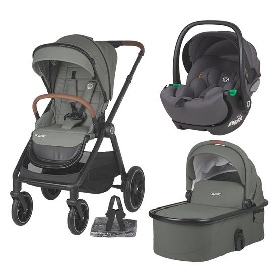 Carucior modular 3in1 Coccolle Aspen Moss Green cu Scoica auto iSize Coccolle Rilax Greystone