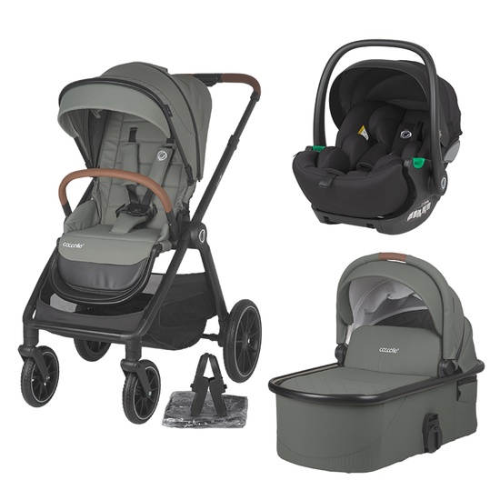 Carucior modular 3in1 Coccolle Aspen Moss Green cu Scoica auto iSize Coccolle Rilax Black