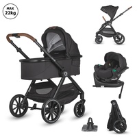Carucior modular 4in1 Coccolle Aspen Jet Black cu Scoica auto iSize Coccolle Rilax Black si Baza isofix iSize Coccolle Rilax