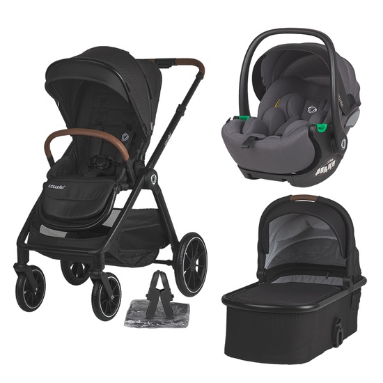 Carucior modular 3in1 Coccolle Aspen Jet Black cu Scoica auto iSize Coccolle Rilax Greystone
