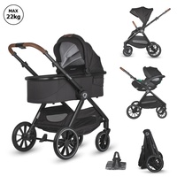 Carucior modular 3in1 Coccolle Aspen Jet Black cu Scoica auto iSize Coccolle Rilax Black
