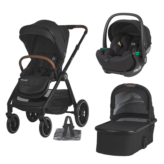 Carucior modular 3in1 Coccolle Aspen Jet Black cu Scoica auto iSize Coccolle Rilax Black