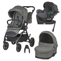 Carucior modular 4in1 Coccolle Serry Moss Green cu Scoica auto iSize Coccolle Rilax Greystone si Baza isofix iSize Coccolle Rilax