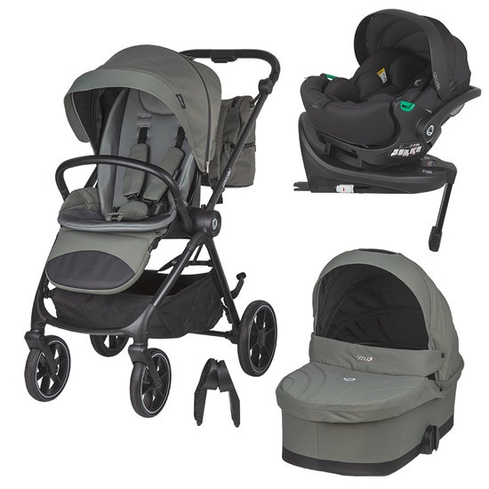 Carucior modular 4in1 Coccolle Serry Moss Green cu Scoica auto iSize Coccolle Rilax Black si Baza isofix iSize Coccolle Rilax