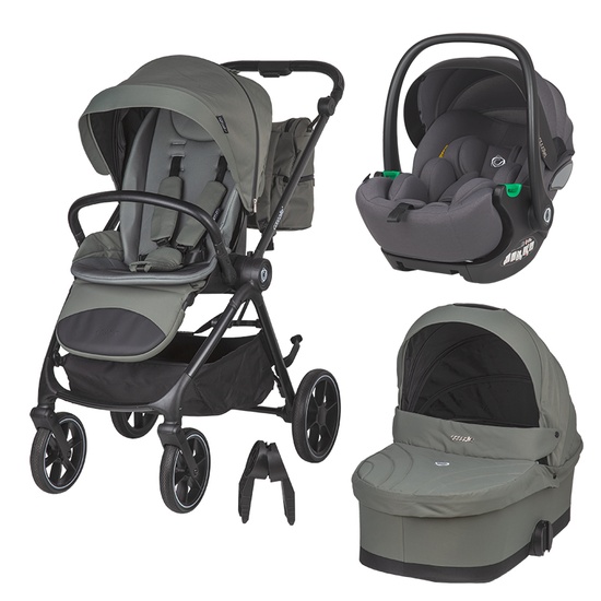 Carucior modular 3in1 Coccolle Serry Moss Green cu Scoica auto iSize Coccolle Rilax Greystone