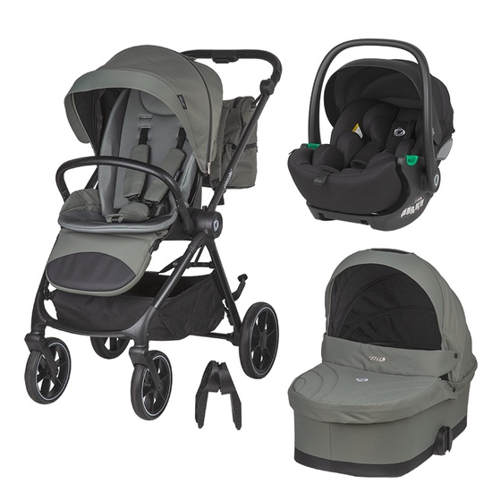 Carucior modular 3in1 Coccolle Serry Moss Green cu Scoica auto iSize Coccolle Rilax Black