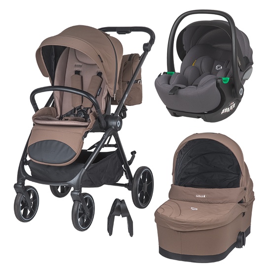 Carucior modular 3in1 Coccolle Serry Light Taupe cu Scoica auto iSize Coccolle Rilax Greystone