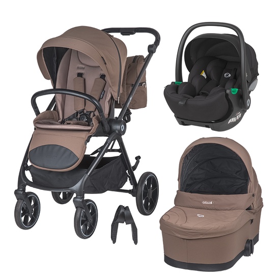 Carucior modular 3in1 Coccolle Serry Light Taupe cu Scoica auto iSize Coccolle Rilax Black