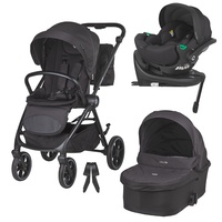 Carucior modular 4in1 Coccolle Serry Jet Black cu Scoica auto iSize Coccolle Rilax Black si Baza isofix iSize Coccolle Rilax