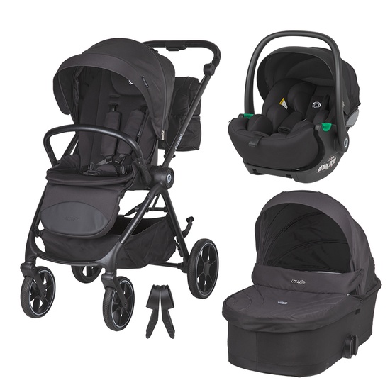 Carucior modular 3in1 Coccolle Serry Jet Black cu Scoica auto iSize Coccolle Rilax Black