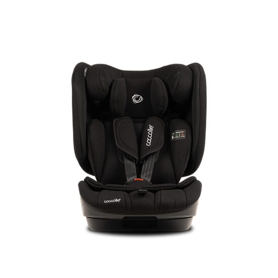 Scaun auto pliabil i-Size Coccolle TravelFold, 76–150 cm, ISOFIX, Top Tether, 13 poziții tetieră, 4 poziții spătar, ham 5 puncte, high-back booster, Carbon Black