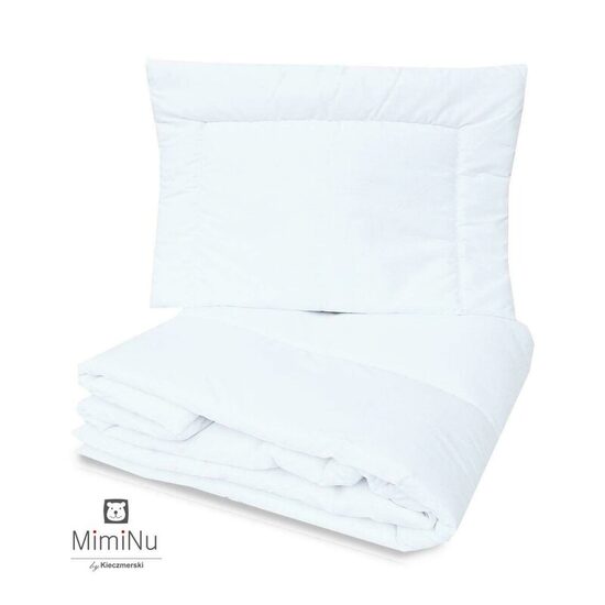 Set pilota si perna, MimiNu, Pentru patut, Din bumbac certificat Oeko Tex Standard 100, Perna 40x60 cm, Pilota 100x135 cm, White