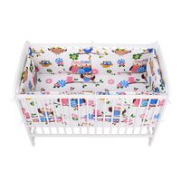 BabyNeeds - Lenjerie patut 3 piese, Cu doua protectii laterale, Cerceaf, Din bumbac, Pentru patut 120x60 cm, Bufnitele vesele, Alb