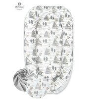 Cosulet bebelus, MimiNu, Pentru dormit, Cu doua fete, Baby Nest 105x66 cm, Husa 100% bumbac, Din bumbac certificat Oeko Tex Standard 100, Cu salteluta, Detasabila, Forest/Grey