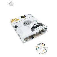Cearceaf cu elastic, MimiNu, Pentru patut 140X70 cm, Din bumbac certificat Oeko Tex Standard 100, Childrens Journey Grey