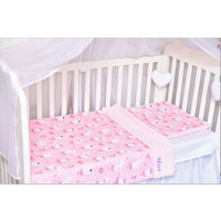 Lenjerie 3 piese patut 120x60 cm model iepurasi balerine si plus roz pal